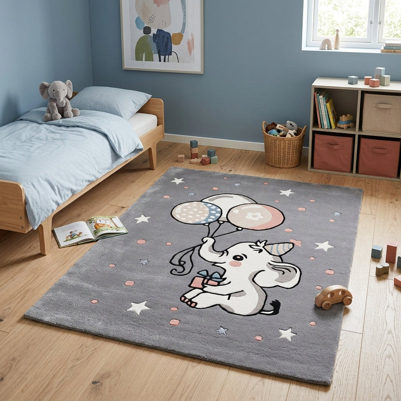 Elephant Balloons Kids Rug