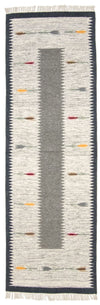 Modern Kilim Rug - Wool Rug - Runner / Grey / 80 x 250 cm Runner