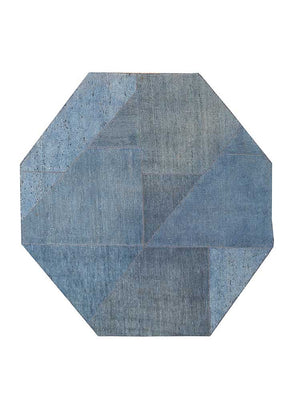Wool Rug other shape  - 180 x 180 cm - blue