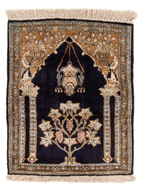Silk Rug - Ghom Silk - Premium - 72 x 57 cm - dark blue