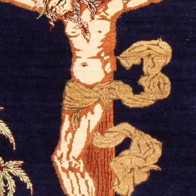 Silk Rug - Ghom Silk - Premium - 71 x 56 cm - dark blue