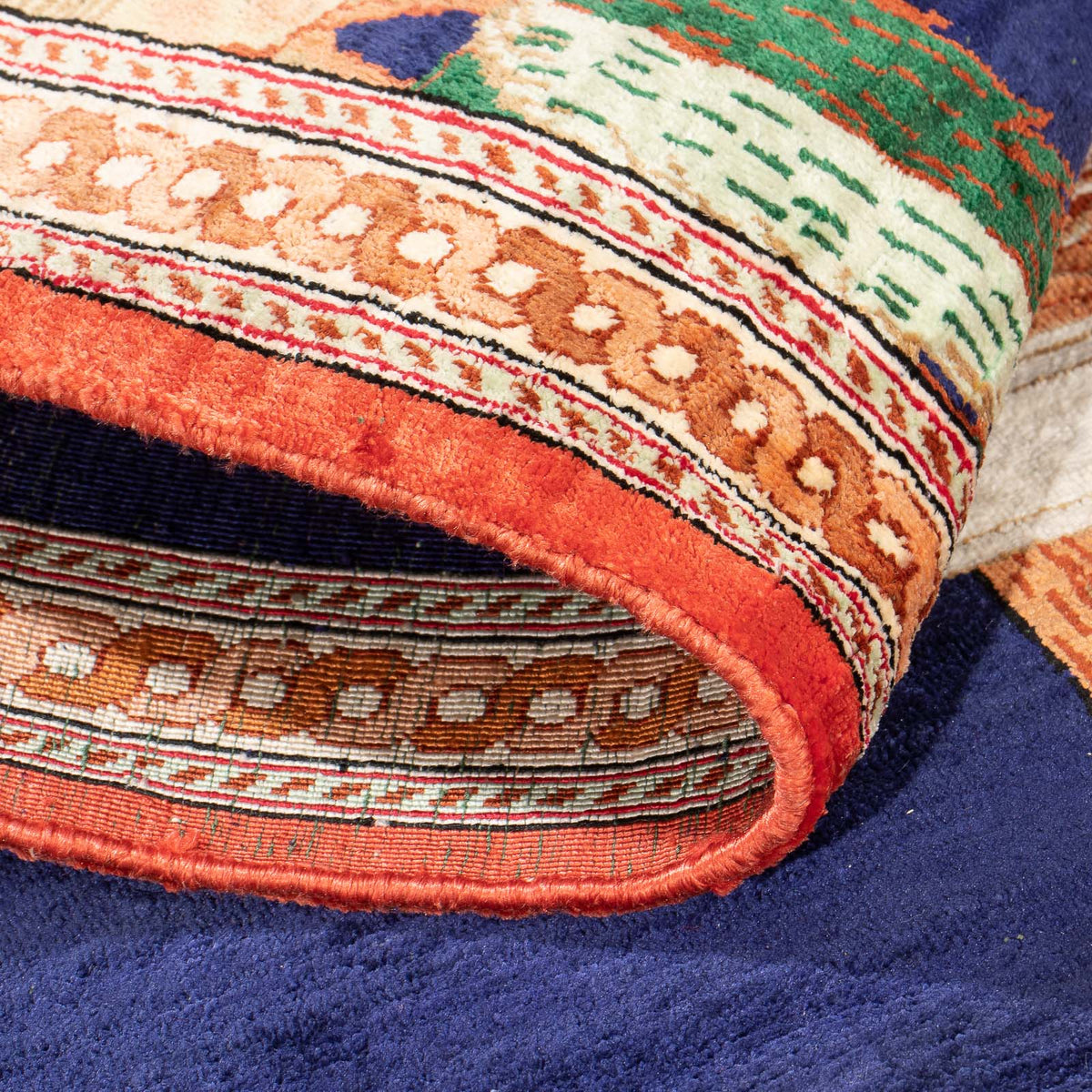 Silk Rug - Ghom Silk - Premium - 71 x 56 cm - dark blue