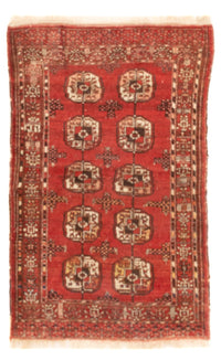 Turkaman Rug - 121 x 83 cm - dark red