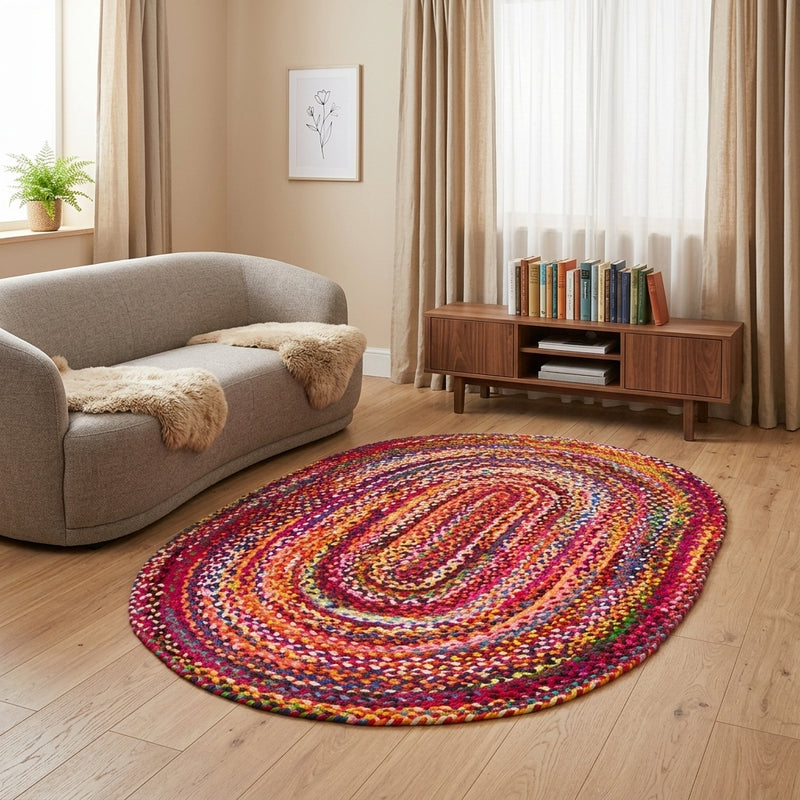 Jute Carpet Rug Indigo Stripy