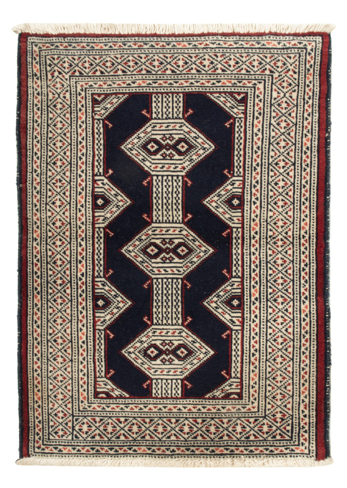 Turkaman Rug - 87 x 64 cm - dark blue