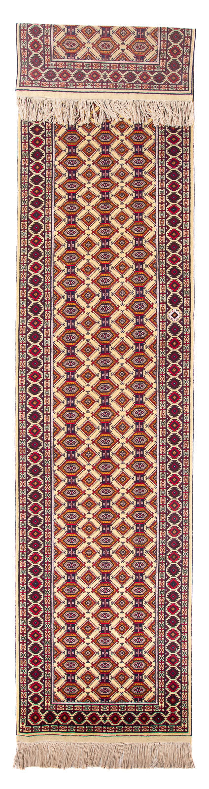 Runner Afghan Rug - 390 x 90 cm - beige