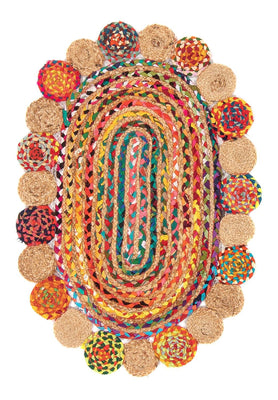 Sisal Rug oval  - 91 x 61 cm - multicolored