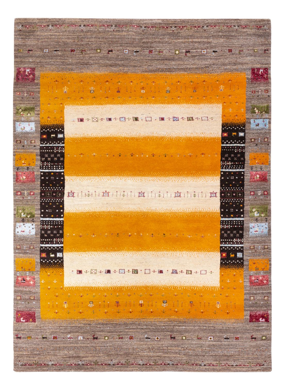 Gabbeh Rug - Loribaft Indus - 240 x 170 cm - gold