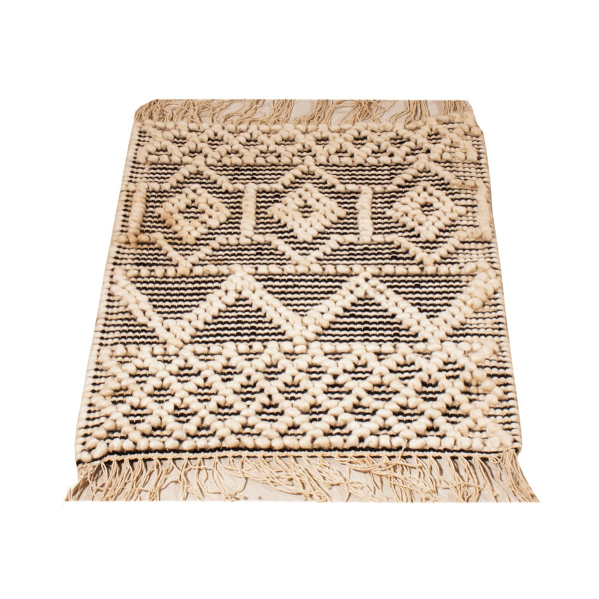 Wool Rug - 58 x 46 cm - black and white