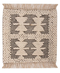 Wool Rug square  - 49 x 46 cm - black and white