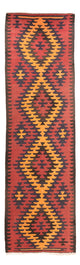 Läufer Kelim - Old - 423 x 140 cm - dunkelrot