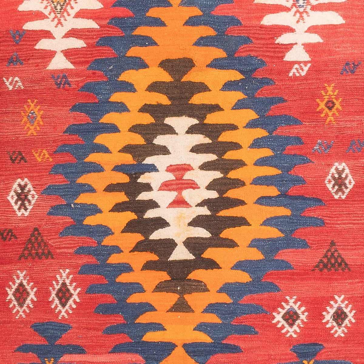 Runner Kelim Rug - Old - 430 x 155 cm - red