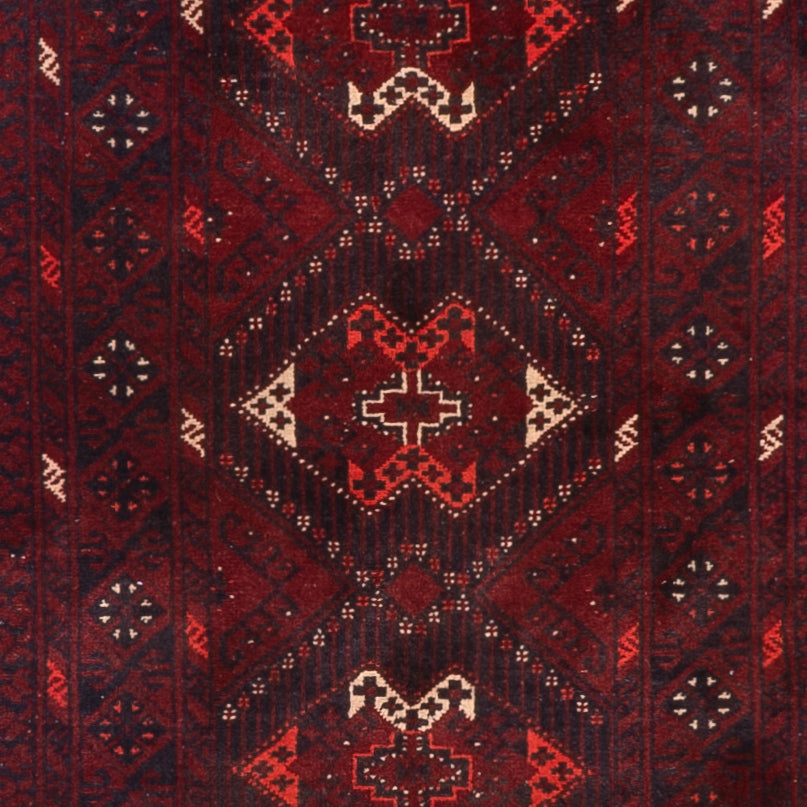 Runner Afghan Rug - 293 x 78 cm - red