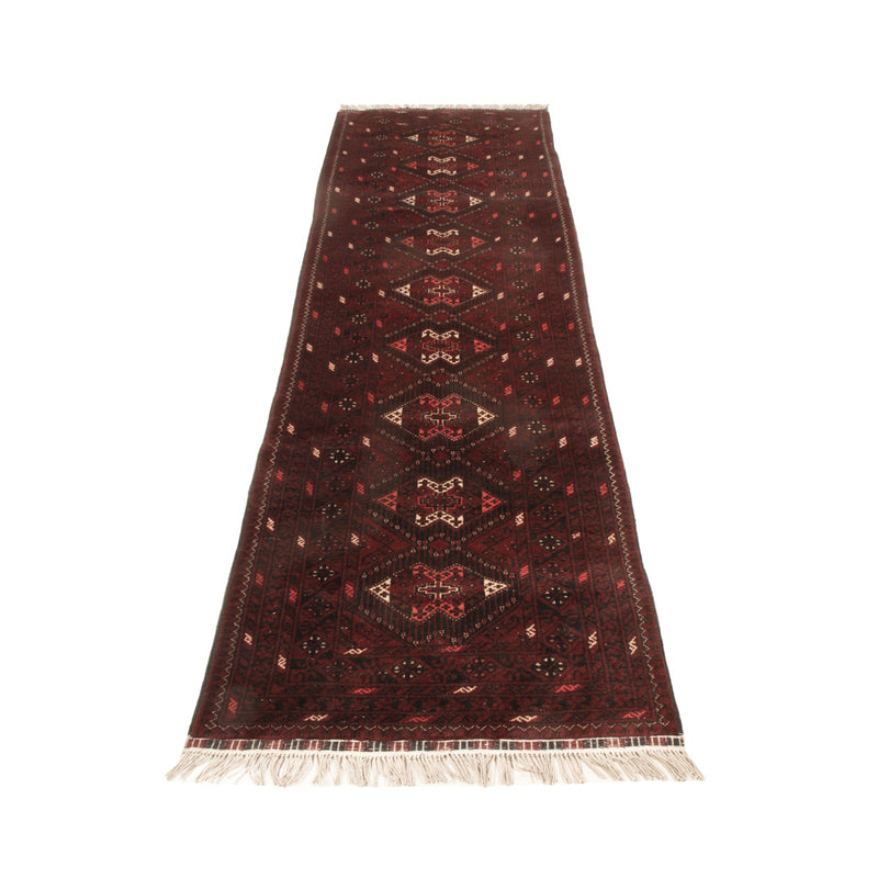 Runner Afghan Rug - 293 x 78 cm - red