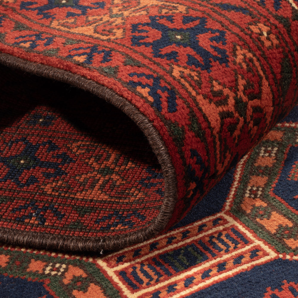 Runner Afghan Rug - 394 x 80 cm - dark red