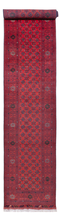 Runner Afghan Rug - Bukhara - 479 x 89 cm - red