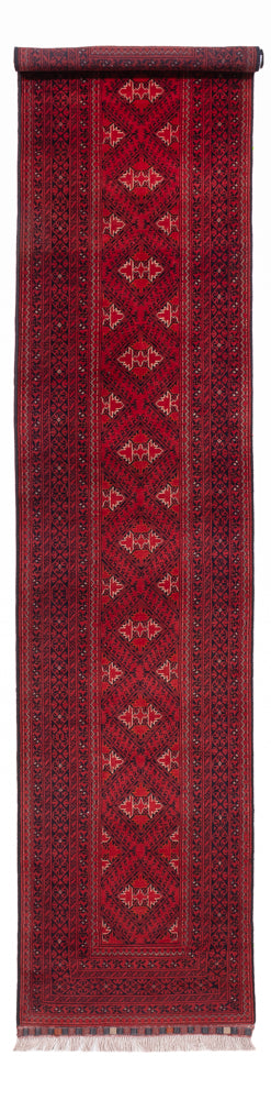 Runner Afghan Rug - 390 x 77 cm - red