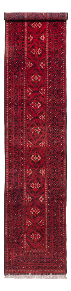 Runner Afghan Rug - 388 x 77 cm - red