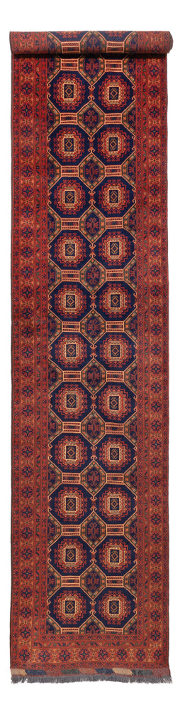 Runner Afghan Rug - 409 x 86 cm - dark beige