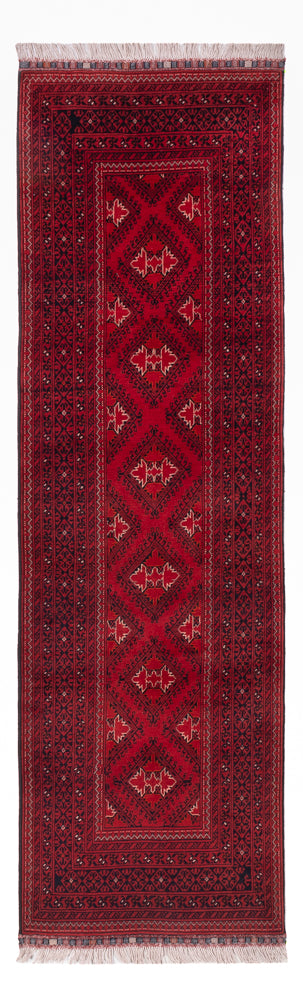 Runner Afghan Rug - 283 x 82 cm - red
