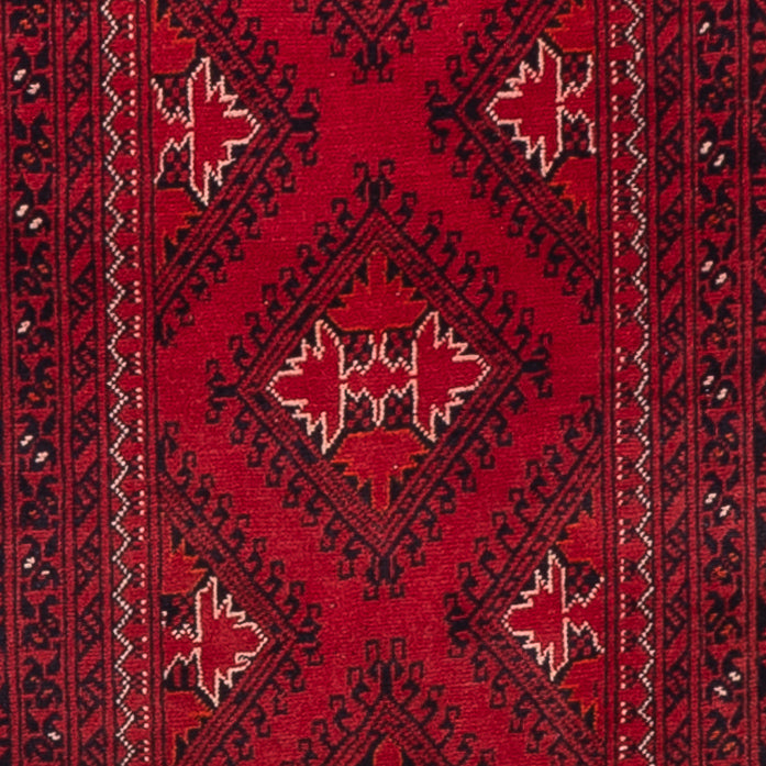 Runner Afghan Rug - 283 x 82 cm - red