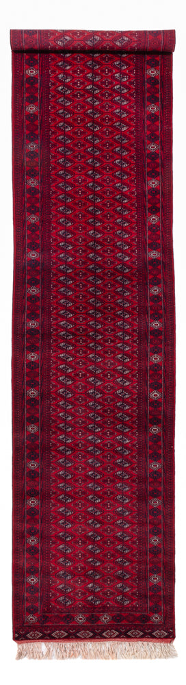 Runner Afghan Rug - Bukhara - 397 x 86 cm - red
