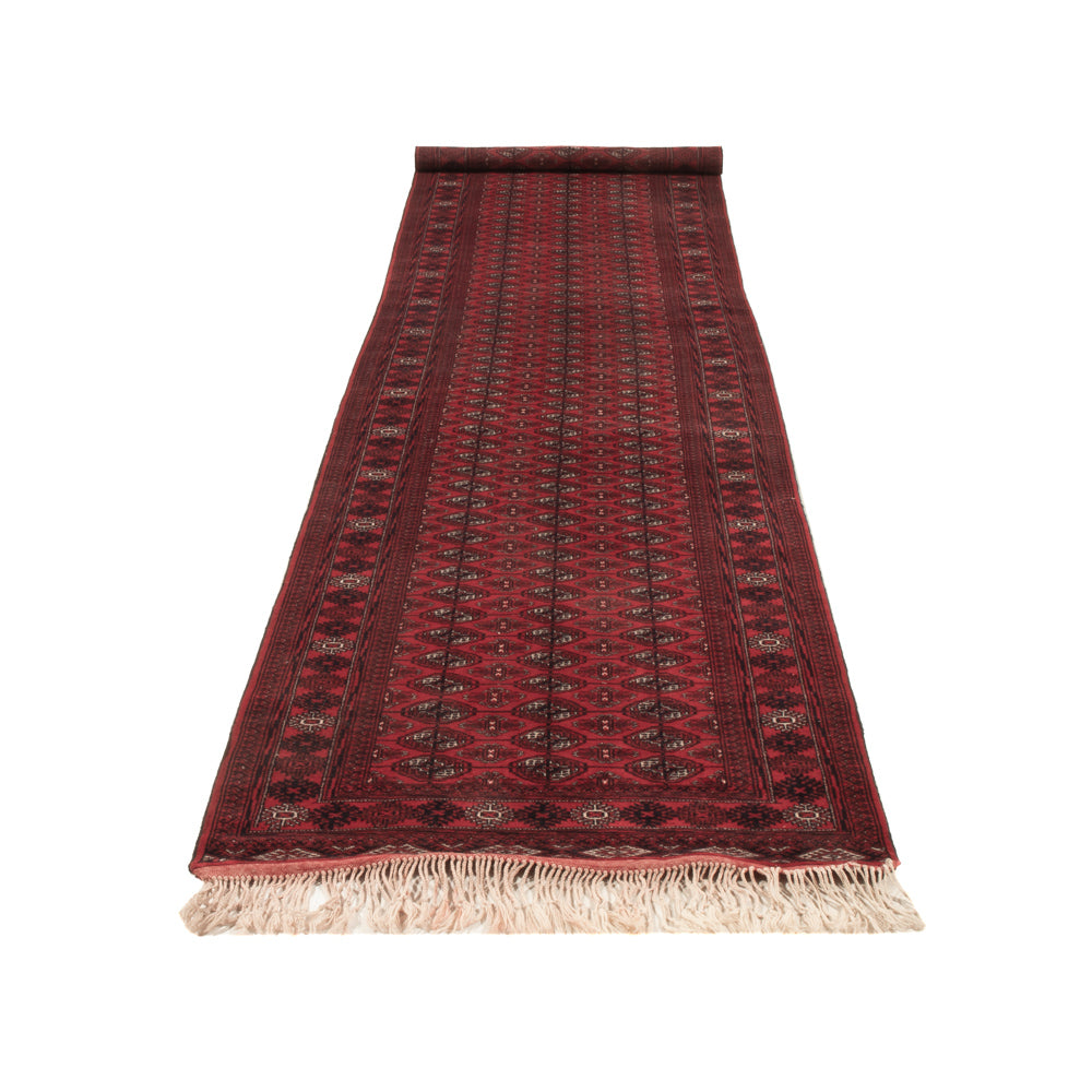 Runner Afghan Rug - Bukhara - 397 x 86 cm - red