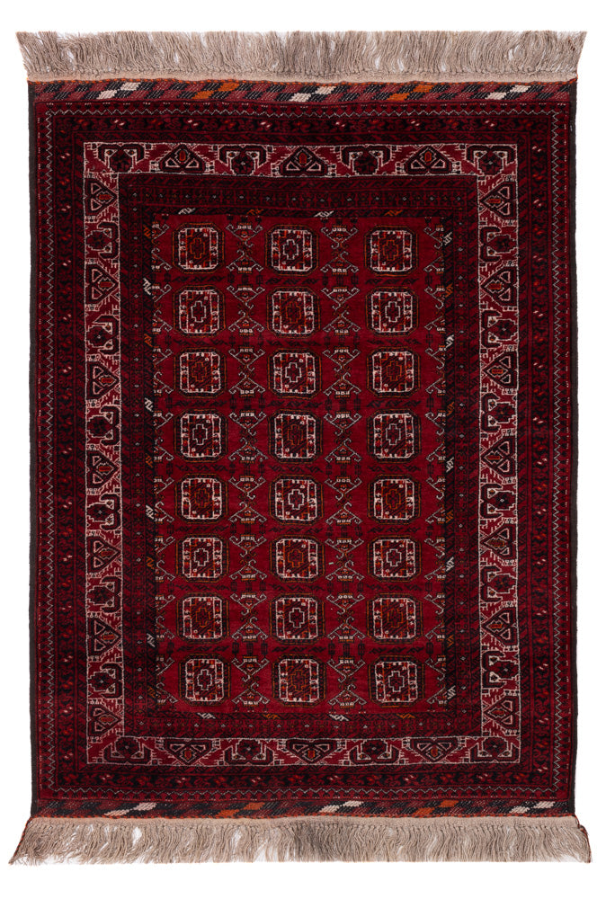 Afghan Rug - Bukhara - 140 x 102 cm - dark red