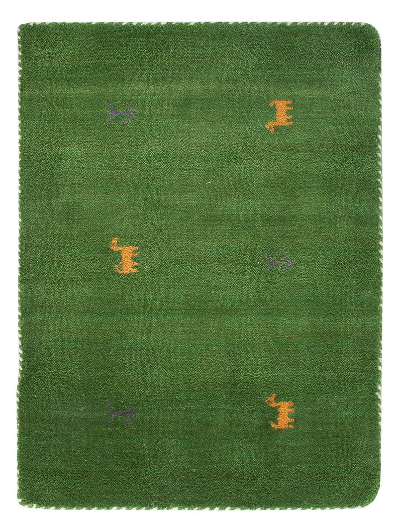 Gabbeh Teppich - Loribaft Softy - 90 x 60 cm - grün