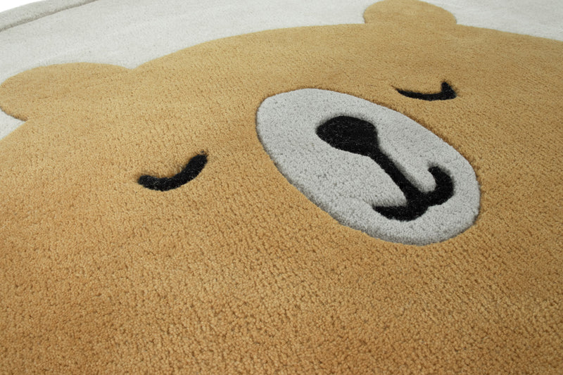 Bear Bow Tie Kids Rug Round