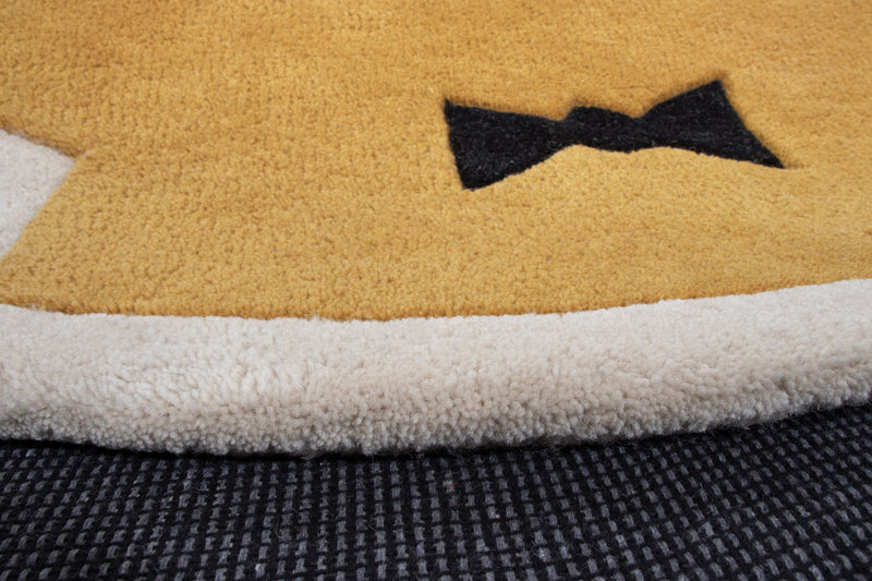 Bear Bow Tie Kids Rug Round
