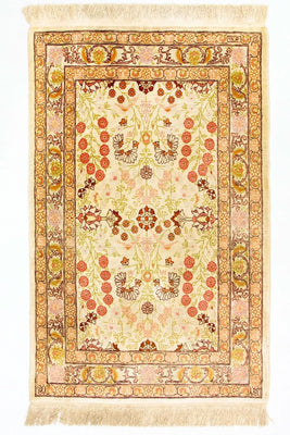 Silk Rug - Hereke silk - Premium - 100 x 64 cm - beige