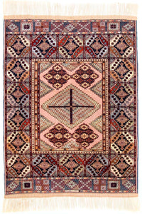 Afghan Rug - 140 x 120 cm - rose
