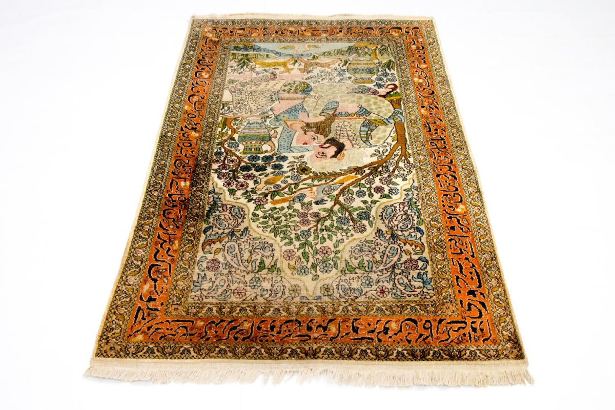 Silk Rug - Kashmir Silk - 150 x 92 cm - multicolored