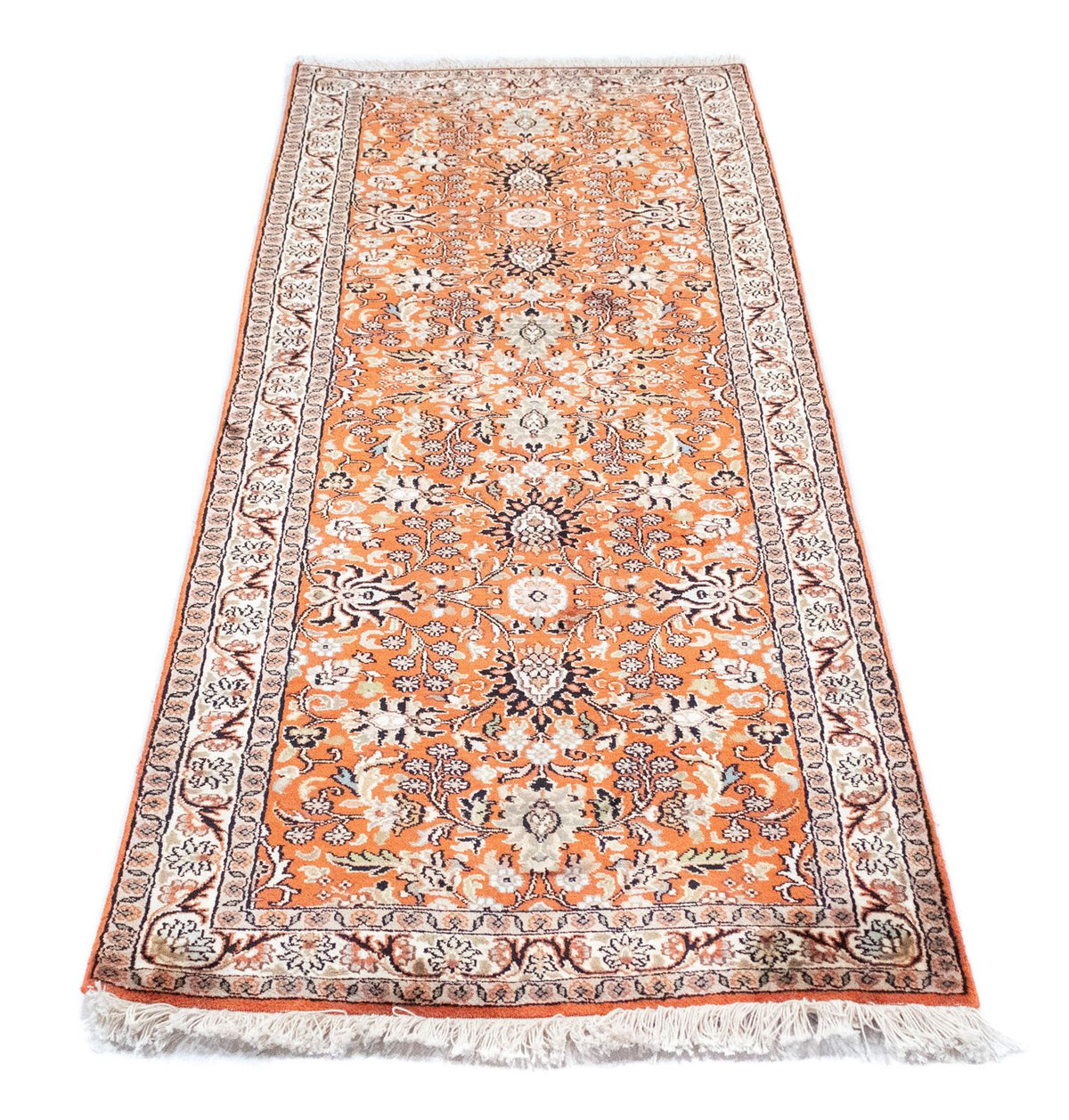 Runner Silk Rug - Kashmir Silk - 177 x 61 cm - orange