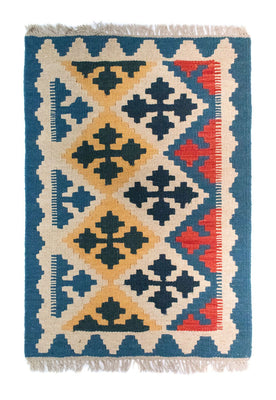 Kelim Rug - Oriental - 86 x 61 cm - blue