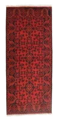 Runner Afghan Rug - Kunduz - 189 x 75 cm - red