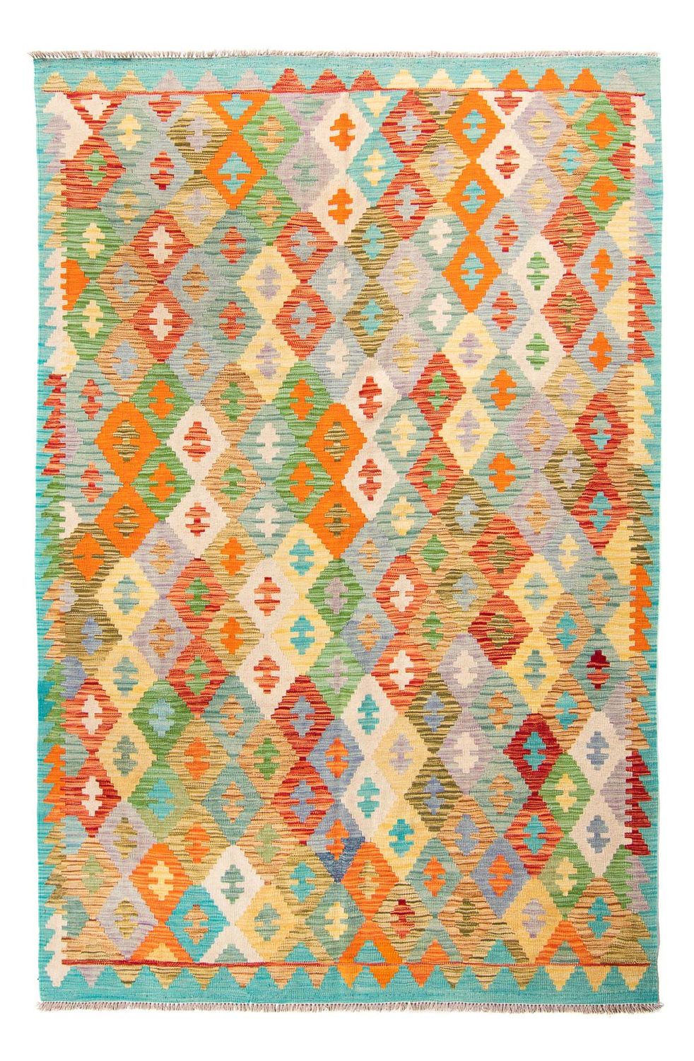 Kelim Rug - Splash - 254 x 174 cm - turquoise
