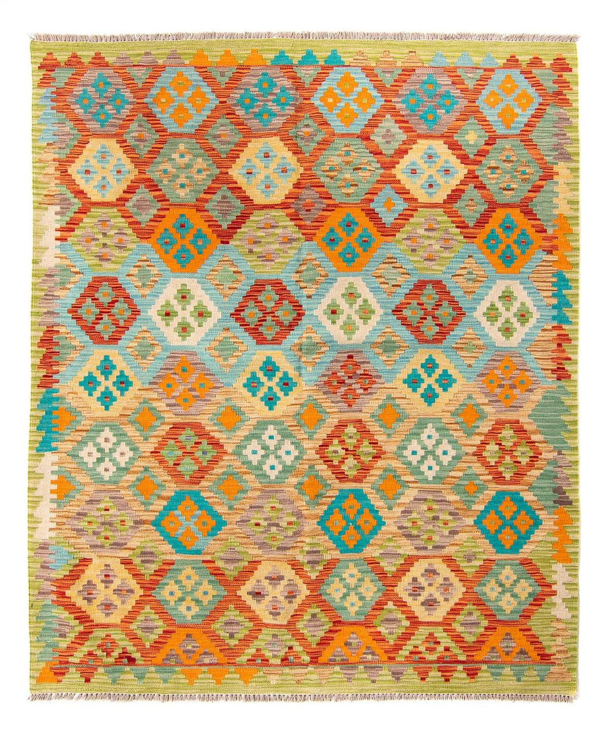 Kelim Rug - Splash - 205 x 155 cm - green