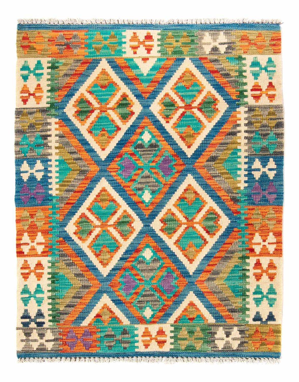 Kelim Rug - Splash - 115 x 92 cm - blue