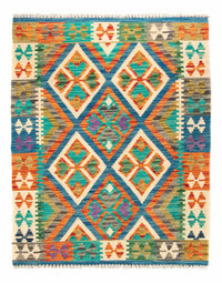 Kelim Rug - Splash - 115 x 92 cm - blue