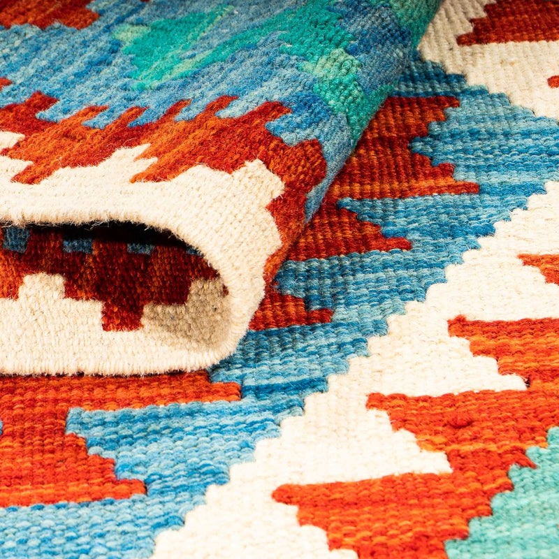 Kelim Rug - Splash - 122 x 81 cm - blue