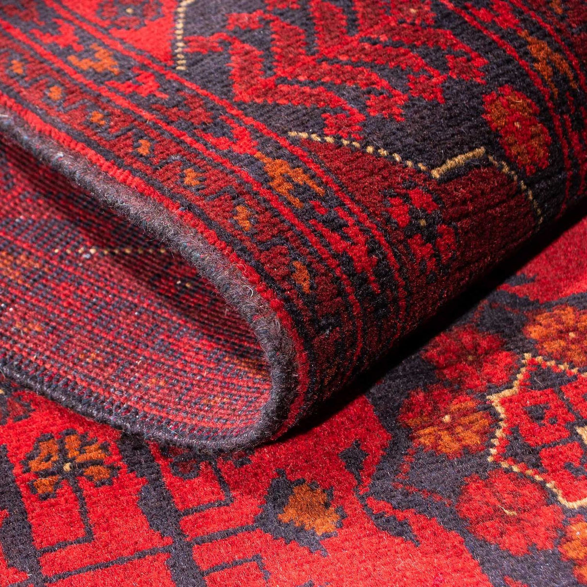 Runner Afghan Rug - Kunduz - 299 x 82 cm - dark red