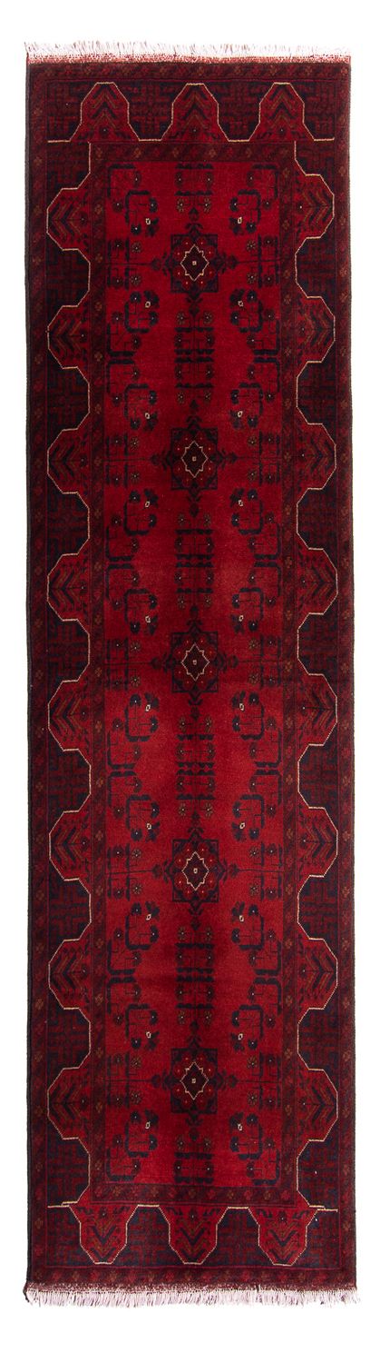 Runner Afghan Rug - Kunduz - 298 x 82 cm - dark red