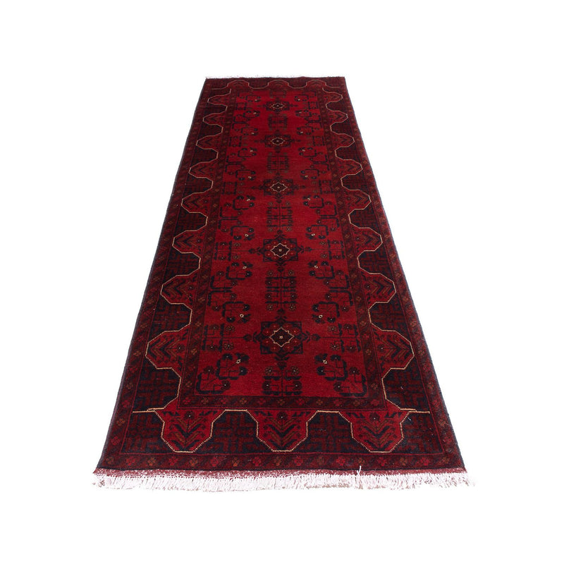 Runner Afghan Rug - Kunduz - 298 x 82 cm - dark red