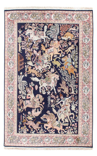 Silk Rug - Kashmir Silk - 215 x 133 cm - dark blue