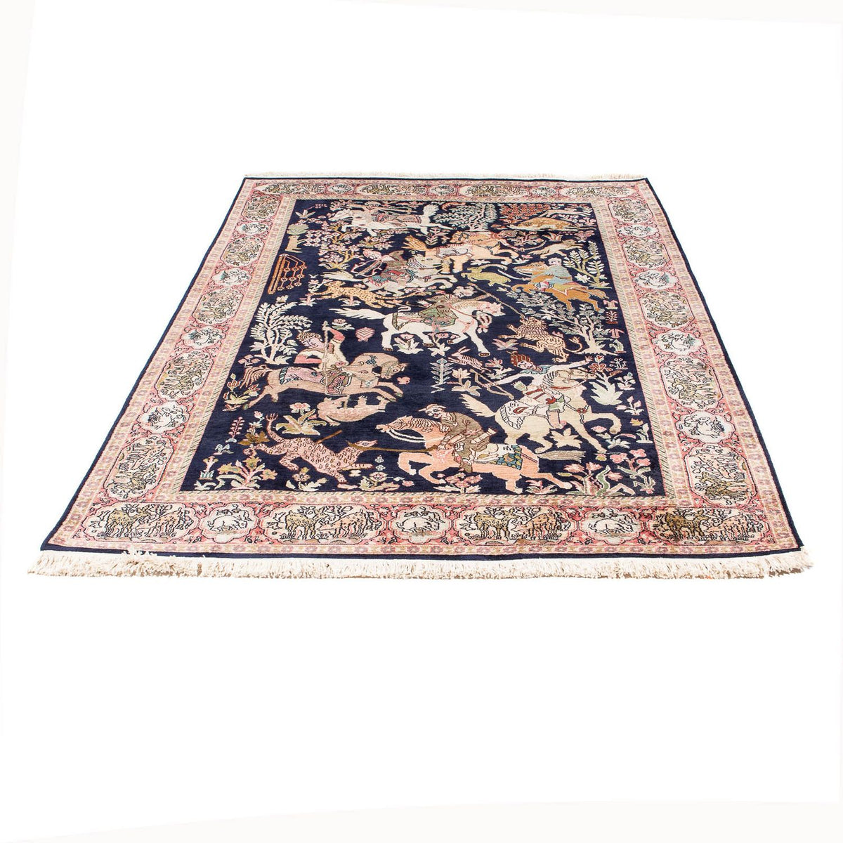 Silk Rug - Kashmir Silk - 215 x 133 cm - dark blue
