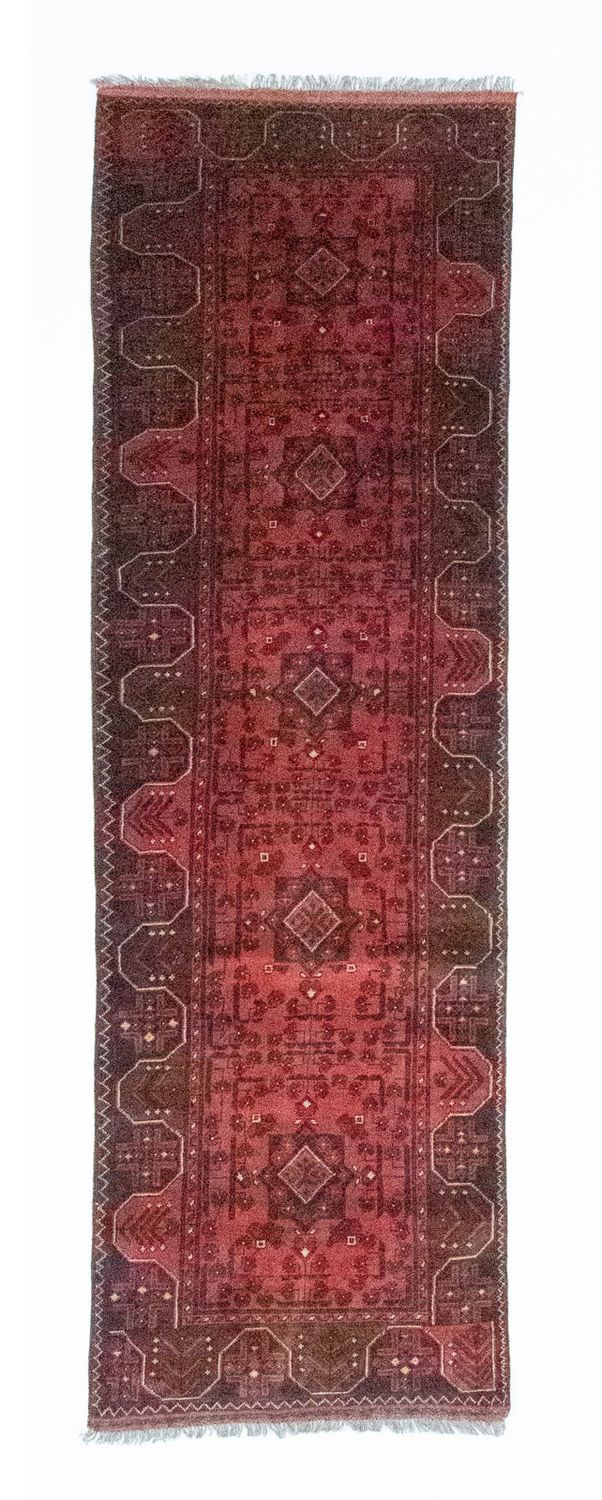 Runner Afghan Rug - Kunduz - 295 x 75 cm - red