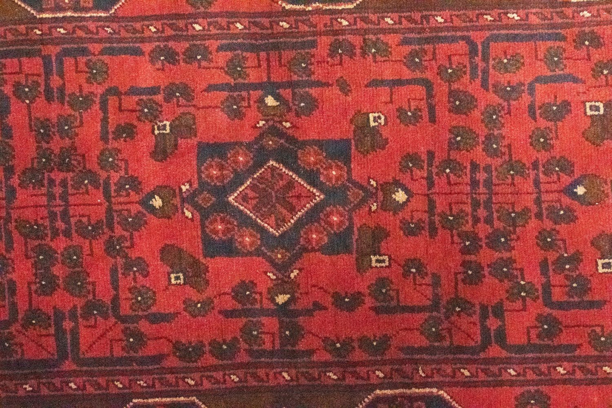 Runner Afghan Rug - Kunduz - 295 x 75 cm - red