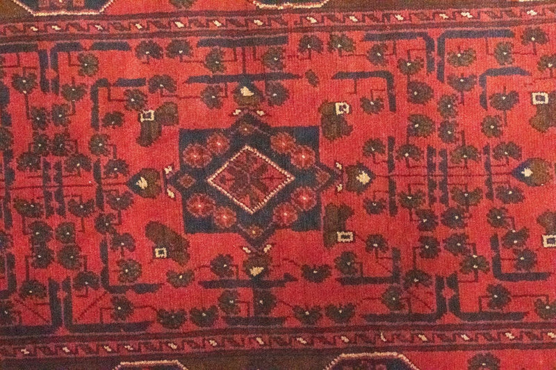 Runner Afghan Rug - Kunduz - 295 x 75 cm - red